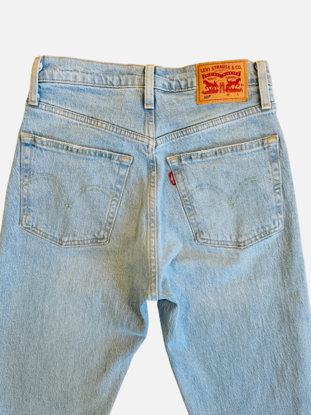 501 Levi's Light Blue High-Rise Straight Jeans Sz W25 - Picture 6 of 15